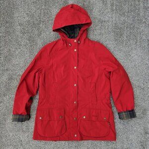 Barbour Tartan Red Coat Gore Tex Waterproof Undertow Rain Jacket Hooded Women 10